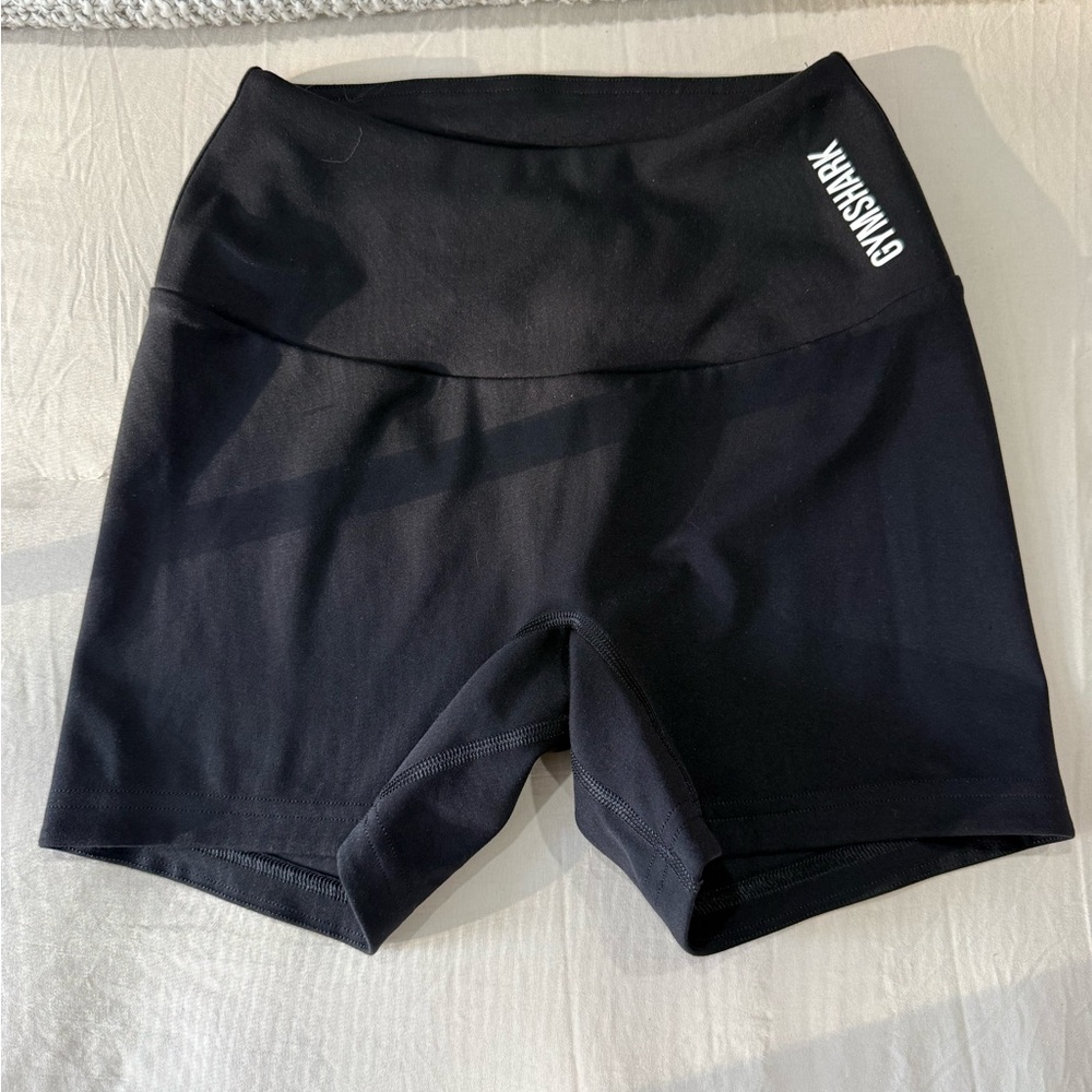 Gymshark Black High-Rise Bike Shorts with Logo
